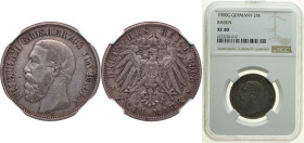 Germany Grand-duchy of Baden Second Empire 1900 G 2 Marks - Frederick I Silver (.900) Karlsruhe Mint (222000) 11.111g NGC XF 40 KM 269 J 28