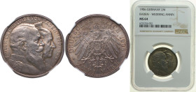 Germany Grand-duchy of Baden Second Empire 1906 2 Marks - Frederick I (Golden Wedding) Silver (.900) Karlsruhe Mint (350000) 11.11g NGC MS 64 KM 276 A...