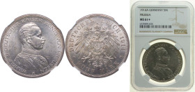 Germany Kingdom of Prussia Second Empire 1914 A 5 Mark - William II Silver (.900) Berlin Mint (1587000) 27.77g NGC MS 61+ KM 536 J 114 Dav GT III 791