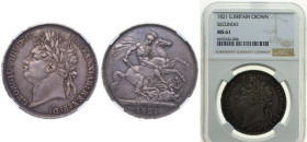Great Britain United Kingdom 1821 1 Crown - George IV (1st portrait) Silver (.925) (438000) 28.28g NGC MS 61 KM 680 Sp 3805