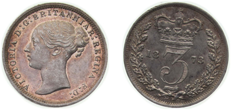 Great Britain United Kingdom 1873 3 Pence - Victoria (1st portrait; Maundy issue...