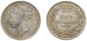 Great Britain United Kingdom 1880 1 Shilling - Victoria (1st portrait; 'Young Head') Silver (.925) (4842700) 5.66g AU Cleaned KM 734 Sp 3902-7