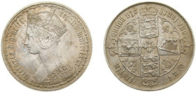 Great Britain United Kingdom 1880 1 Florin - Victoria (1st portrait; 'Gothic' type) Silver (.925) (2167100) 11.31g AU Cleaned KM 746 Sp 3891-3901