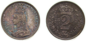 Great Britain United Kingdom 1892 2 Pence - Victoria (2nd portrait; Maundy issues) Silver (.925) (12000) 0.94g PL KM 771 Sp 3935