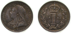 Great Britain United Kingdom 1894 1 Penny - Victoria (3rd portrait; Maundy issues) Silver (.925) (18000) 0.46g PL KM 775 Sp 3947