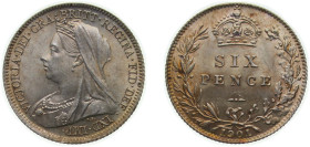 Great Britain United Kingdom 1901 6 Pence - Victoria (3rd portrait) Silver (.925) (5108700) 2.83g UNC KM 779 Sp 3941