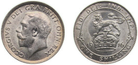 Great Britain United Kingdom 1916 1 Shilling - George V (1st type) Silver (.925) (35862000) 5.68g UNC KM 816 Sp 4013
