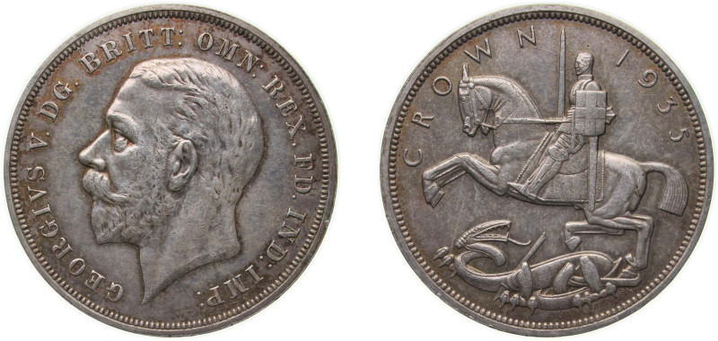 Great Britain United Kingdom 1935 1 Crown - George V (Silver Jubilee) Silver (.5...