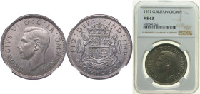 Great Britain United Kingdom 1937 1 Crown - George VI (Coronation) Silver (.500) (418600) 28.28g NGC MS 63 KM 857 Sp 4078/9