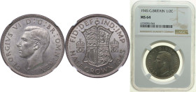 Great Britain United Kingdom 1945 ½ Crown - George VI (1st type) Silver (.500) (19849200) 14.14g NGC MS 64 KM 856 Sp 4080