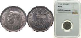 Great Britain United Kingdom 1946 6 Pence - George VI (1st coinage) Silver (.500) (43466400) 2.83g NGC MS 61 KM 852 Sp 4084