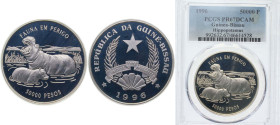 Guinea-Bissau Republic 1996 50 000 Pesos (Hippopotamus-Female and calf) Silver (.925) (15000) 31.47g PCGS PR 67 KM 36 Schön 40