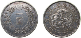 Japan Empire M37 (1904) 七十三治明 1 Yen - Meiji (small type) Silver (.900) Osaka Mint (6970843) 26.93g XF Y A25.3 JNDA 01-10A