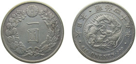 Japan Empire M45 (1912) 五十四治明 1 Yen - Meiji (small type) Silver (.900) Osaka Mint (5000000) 26.86g XF Y A25.3 JNDA 01-10A