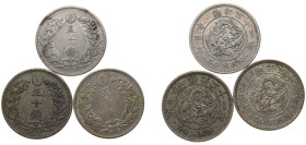 Japan Empire M 31 (1898) 年一十三治明 50 Sen - Meiji (3 Lots) Silver (.800) (22797041) XF Y 25 JNDA 01-14