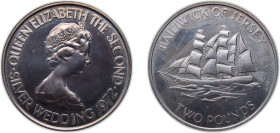 Jersey British dependency 1972 2 Pounds - Elizabeth II (Silver Wedding) Silver (.925) (24000) 21.84g UNC KM 37