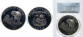 Liberia Republic 1974 5 Dollars Silver (.900) (Copper .100) (20000) 34.1g PCGS PR 66 KM 29
