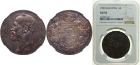 Liechtenstein Principalty 1904 5 Kronen - Johann II Silver (.900) Vienna Mint (15000) 24g NGC AU 55 Y 4 Dav ECT 216 HMZ 1 1376c
