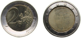 Luxembourg Principalty 2009 2 Euro - Henri I (10 Years of EMU) "Central Removed" Bimetallic: nickel brass clad nickel centre in copper-nickel ring Utr...