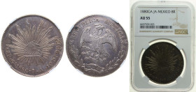 Mexico Federal Republic 1880 Ga JA 8 Reales Silver (.903) Guadalajara Mint 27.07g NGC AU 55 KM 377.6