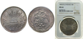 Mexico Federal Republic 1883 Zs JS 8 Reales Silver (.903) Zacatecas Mint (2563000) 27.07g NGC MS 64 KM 377.13