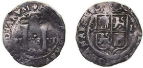 Mexico Spanish colony ND (1542-1555) Mo L 1 Real - Carlos I Silver (.931) Mexico City Mint 3.18g VF MB 9