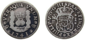 Mexico Spanish colony 1741 Mo MF 1 Real - Felipe V Silver (.917) Mexico City Mint 3.07g VF KM 75