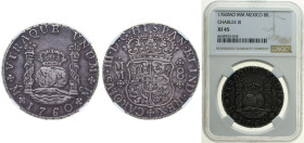 Mexico Spanish colony 1760 Mo MM 8 Reales - Carlos III Silver (.917) Mexico City Mint 27.07g NGC XF 45 KM 105