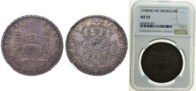 Mexico Spanish colony 1768 Mo MF 8 Reales - Carlos III Silver (.917) Mexico City Mint 27.07g NGC AU 53 KM 105