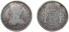 Mexico Spanish colony 1772 Mo FM 2 Reales - Carlos III Silver (.903) Mexico City Mint 6.57g VF KM 88
