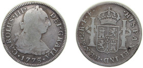 Mexico Spanish colony 1778 Mo FF 2 Reales - Carlos III Silver (.903) Mexico City Mint 6.35g VF KM 88