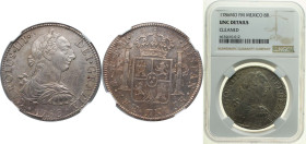Mexico Spanish colony 1786 Mo FM 8 Reales - Carlos III Silver (.896) Mexico City Mint 27.07g NGC UNC Cleaned KM 106a
