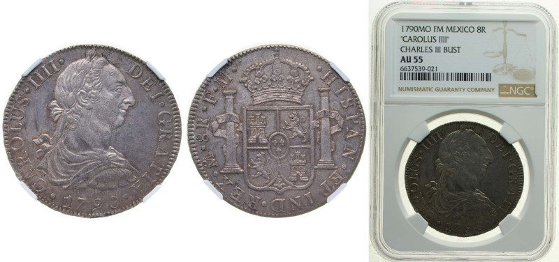 Mexico Spanish colony 1790 Mo FM 8 Reales - Carlos IV Silver (.903) Mexico City ...