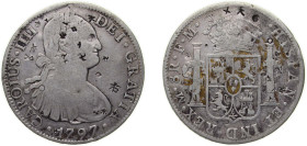 Mexico Spanish colony 1797 Mo FM 8 Reales - Carlos IV (Chopmarked Chinese) Silver (.903) Mexico City Mint 26.54g VF KM 109