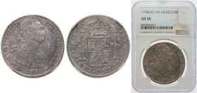 Mexico Spanish colony 1798 Mo FM 8 Reales - Carlos IV Silver (.903) Mexico City Mint 27.07g NGC AU 58 KM 109