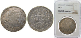 Mexico Spanish colony 1803 Mo FT 8 Reales - Carlos IV Silver (.903) Mexico City Mint 27.07g NGC AU 55 KM 109