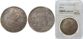 Mexico Spanish colony 1805 Mo TH 8 Reales - Carlos IV Silver (.903) Mexico City Mint 27.07g NGC AU 55 KM 109