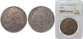 Mexico Spanish colony 1805 Mo TH 8 Reales - Carlos IV Silver (.903) Mexico City Mint 27.07g NGC AU 55 KM 109