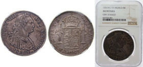 Mexico Spanish colony 1806 Mo TH 8 Reales - Carlos IV Silver (.903) Mexico City Mint 27.07g NGC AU Stained KM 109