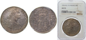 Mexico Spanish colony 1806 Mo TH 8 Reales - Carlos IV Silver (.903) Mexico City Mint 27.07g NGC AU 55 KM 109