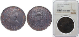 Mexico Spanish colony 1807 Mo TH 8 Reales - Carlos IV Silver (.903) Mexico City Mint 27.07g NGC AU Tooled KM 109