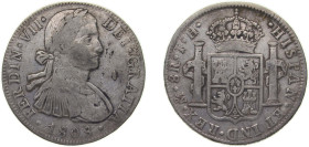 Mexico Spanish colony 1808 Mo TH 8 Reales - Fernando VII Silver (.903) Mexico City Mint 26.8g VF KM 110