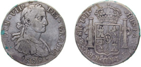 Mexico Spanish colony 1809 Mo HJ 8 Reales - Fernando VII Silver (.903) Mexico City Mint 26.74g VF KM 110