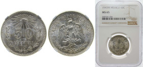 Mexico United Mexican States 1943 M 50 Centavos Silver (.720) Mexico City Mint (41512000) 8.33g NGC MS 65 KM 447