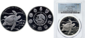 Mexico United Mexican States 1994 5 Nuevos Pesos (Pacific Ridley Sea Turtle) Silver (.925) Mexico City Mint (11005) 27g PCGS PR 66 KM 588