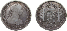 Mexico Spanish colony 1781 Mo FF 2 Reales - Carlos III Silver (.903) Mexico City Mint 6.49g VF KM 88