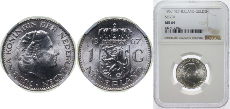 Netherlands Kingdom 1967 1 Gulden - Juliana Silver (.720) (Copper .280) Utrecht ...