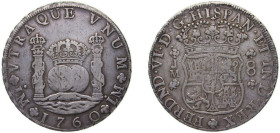 Peru Spanish colony 1760 LM JM 8 Reales - Fernando VI Silver (.917) Lima Mint 26.64g VF KM 55