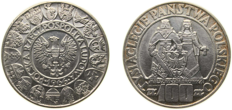 Poland People's Republic 1966 MW 100 Złotych (Polish Millennium) Silver (.900) W...