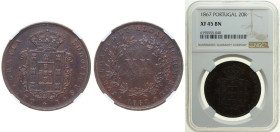 Portugal Kingdom 1867 20 Réis - Luiz I Copper (745000) 25.53g NGC XF 45 BN KM 515 Gomes L1 06